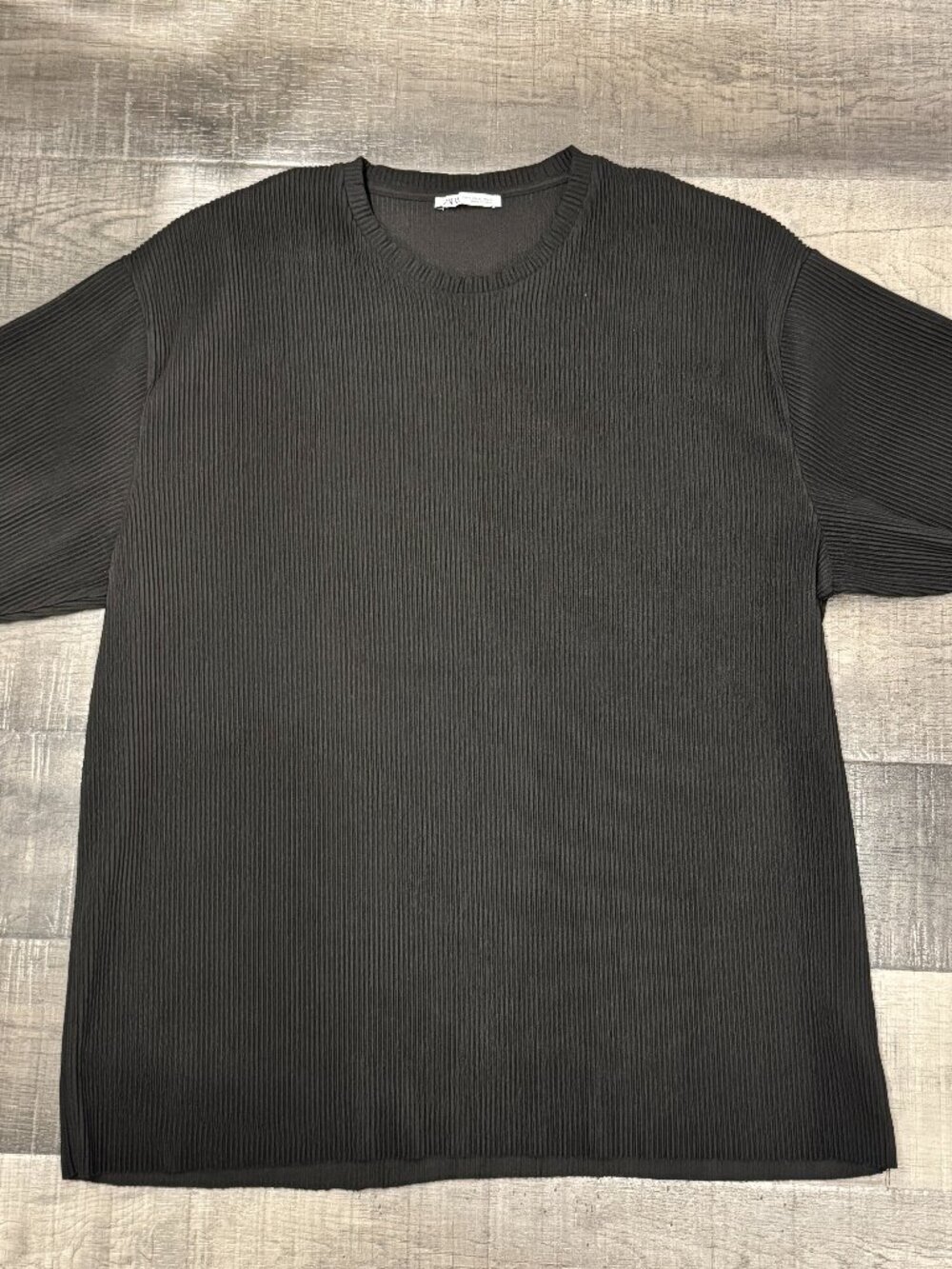 Zara Pleated T-Shirt Black Size XL